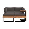 Loungegarnitur 3-Tlg. aus Holz/Metall mit Kissen - Grau, MODERN, Holz/Metall (175/71,5/140cm) - Beldano