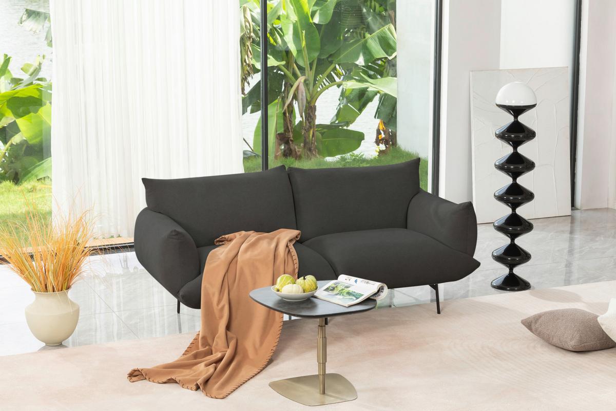 Sofa Honey - Anthrazit/Schwarz, Trend, Textil (185/77/83cm) - P & B