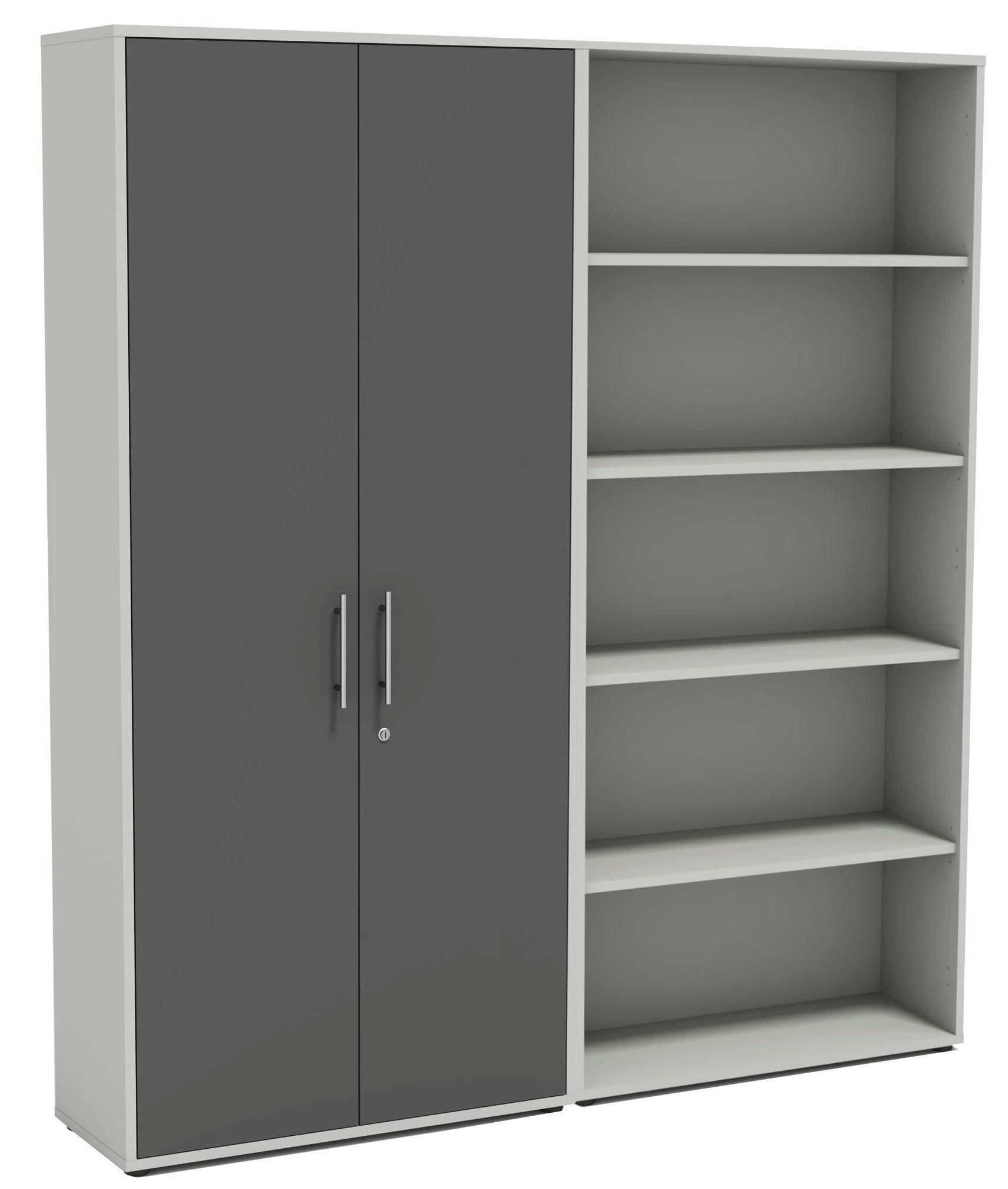 AKTENSCHRANK OFFICE EDITION - SW SET 1 HOCH - Anthrazit/Hellgrau, MODERN, Holzwerkstoff (168,8/185,6/33cm) - MID.YOU