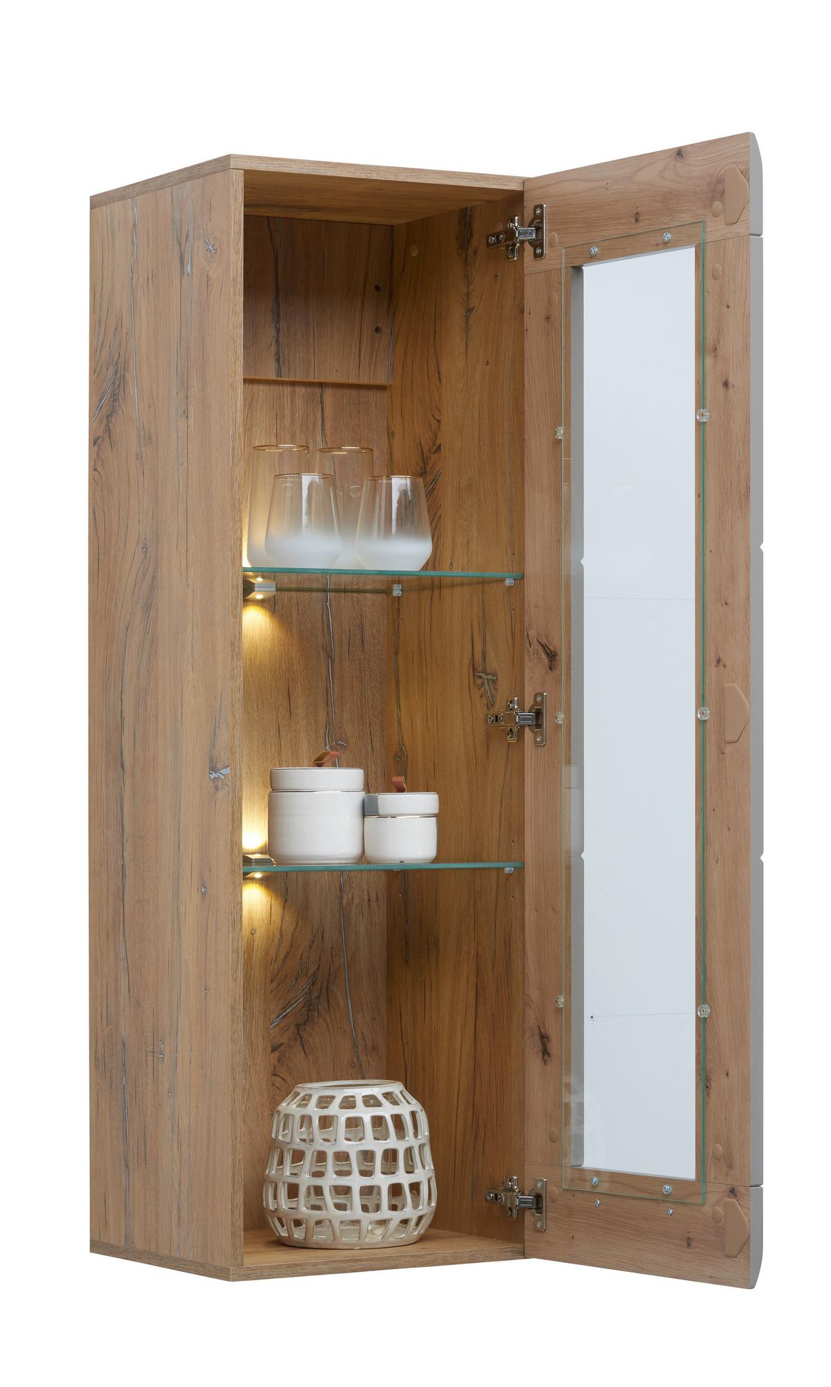 Wohnkombination Modern 4-tlg. Auris, Basalt/eiche Dekor - Grau, MODERN, Glas/Holzwerkstoff (325,3/204,2/49,6cm) - Luca Bessoni