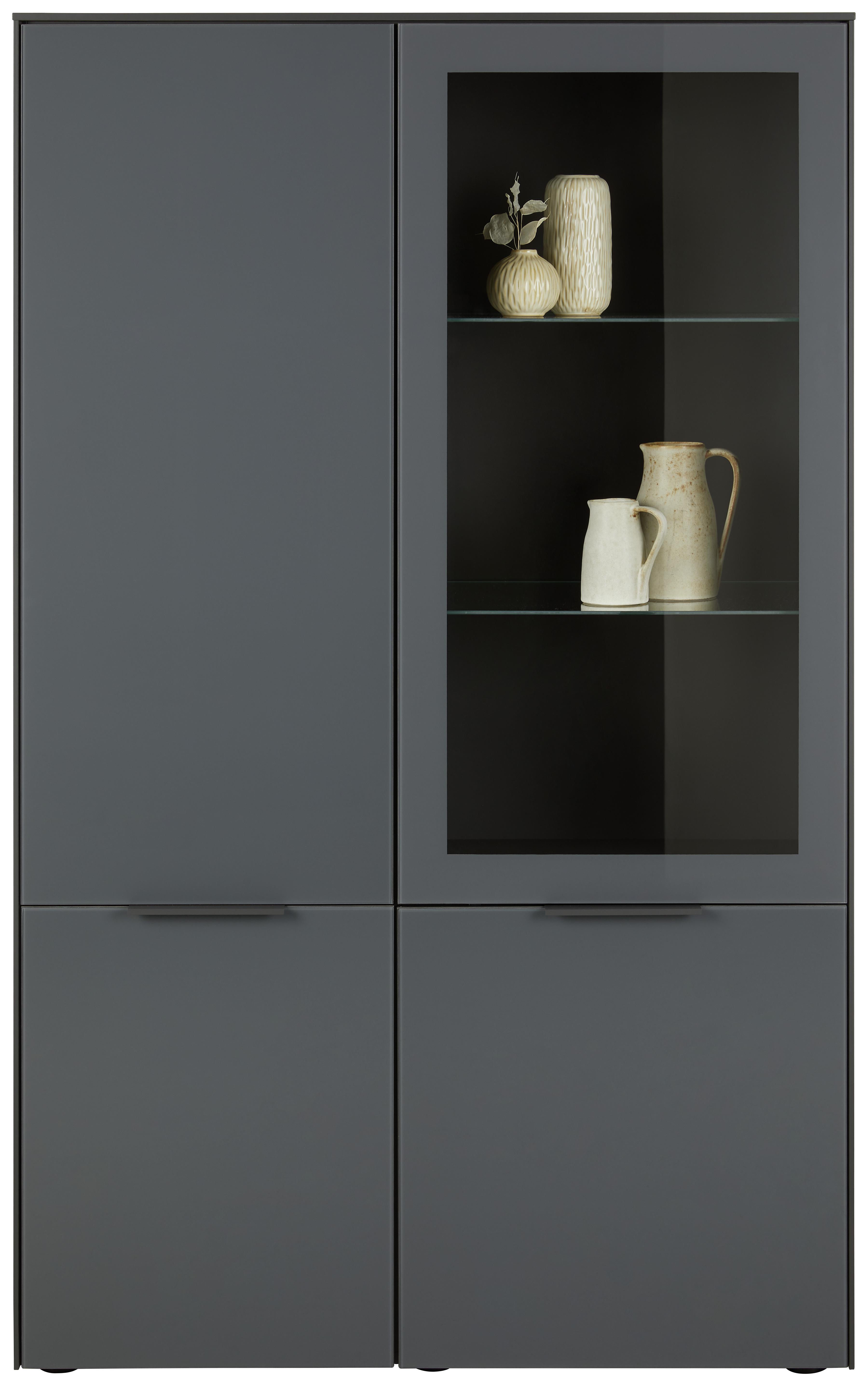 Vitrína Max Box - antracitová/chrómová, Moderný, kov/kompozitné drevo (109/179/42cm) - Premium Living