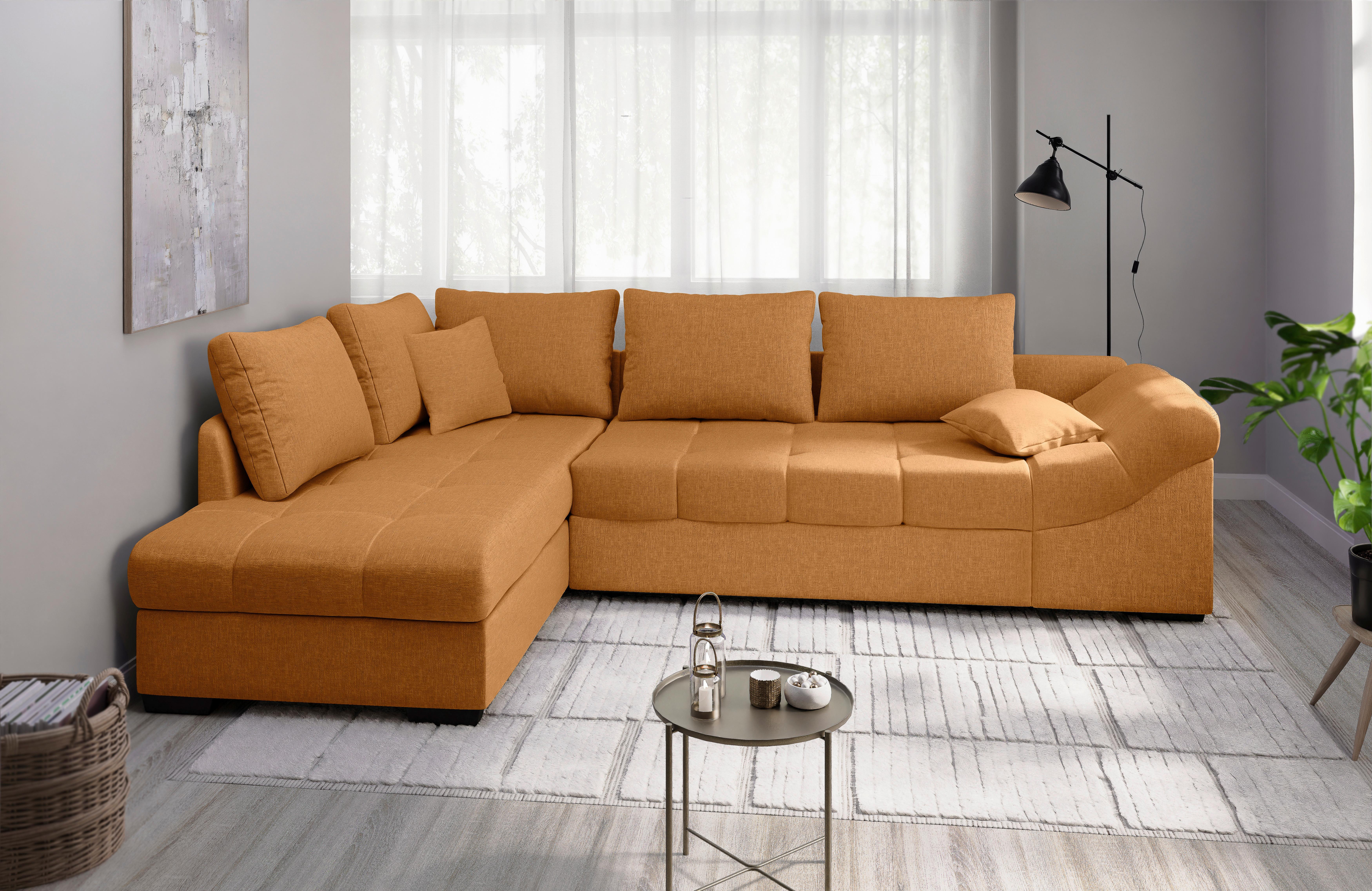 Eckschlafsofa Alvito Goldfarben S: 202x298cm - Goldfarben/Schwarz, MODERN, Textil (202/298cm) - MID.YOU