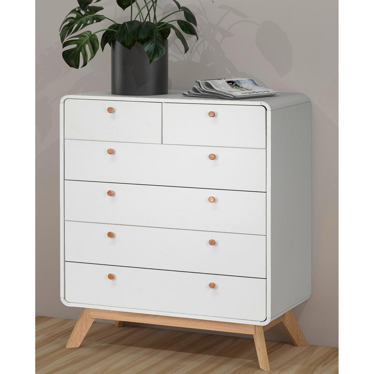 Kommode Cassie Weiß 81 cm - Eichefarben/Weiß, Design, Holzwerkstoff (81/104/39cm) - MID.YOU