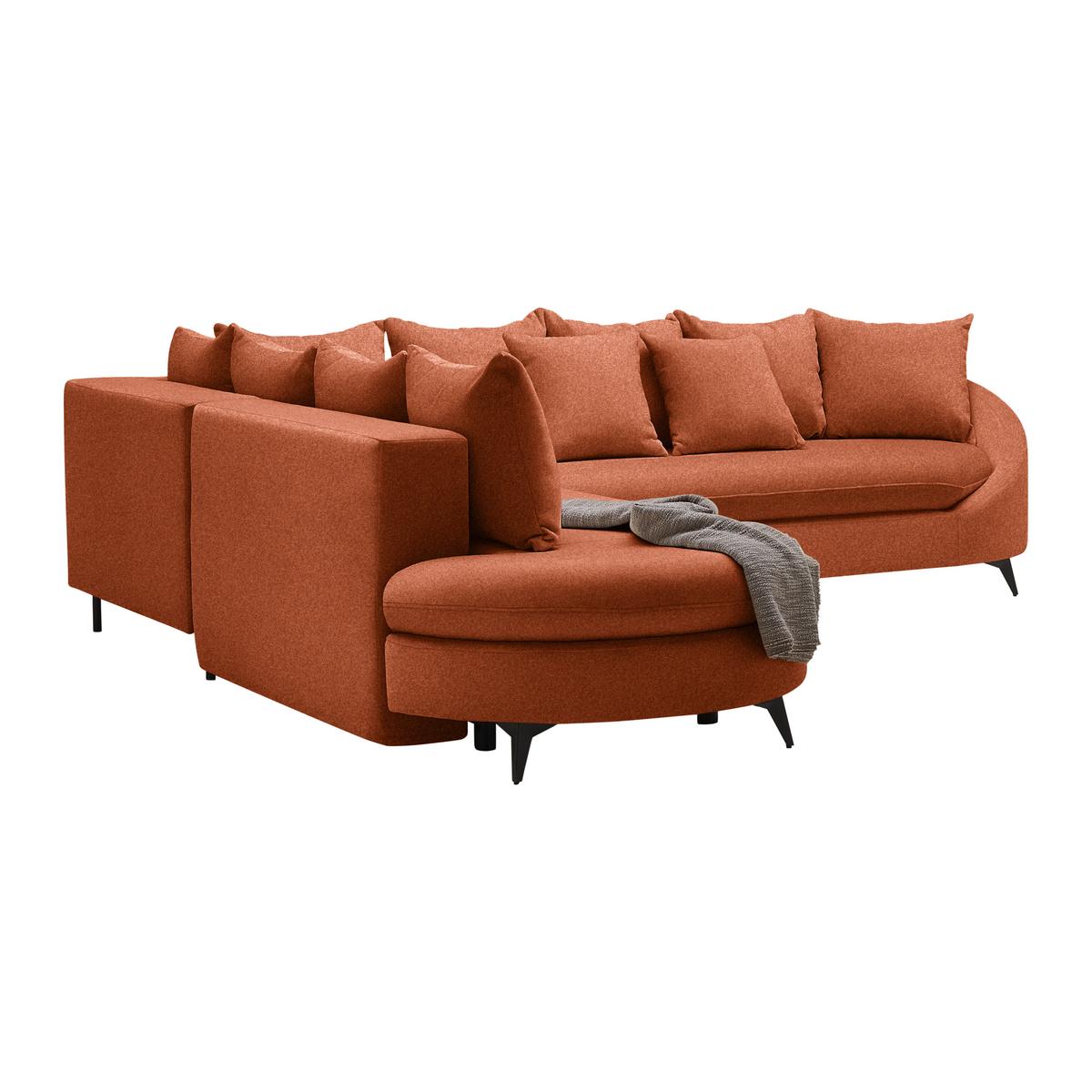 Rohová sedačka AXEL, levá, rezavá tkanina - černá/rezavá, Moderní, kov/textil (250/291cm) - Mömax