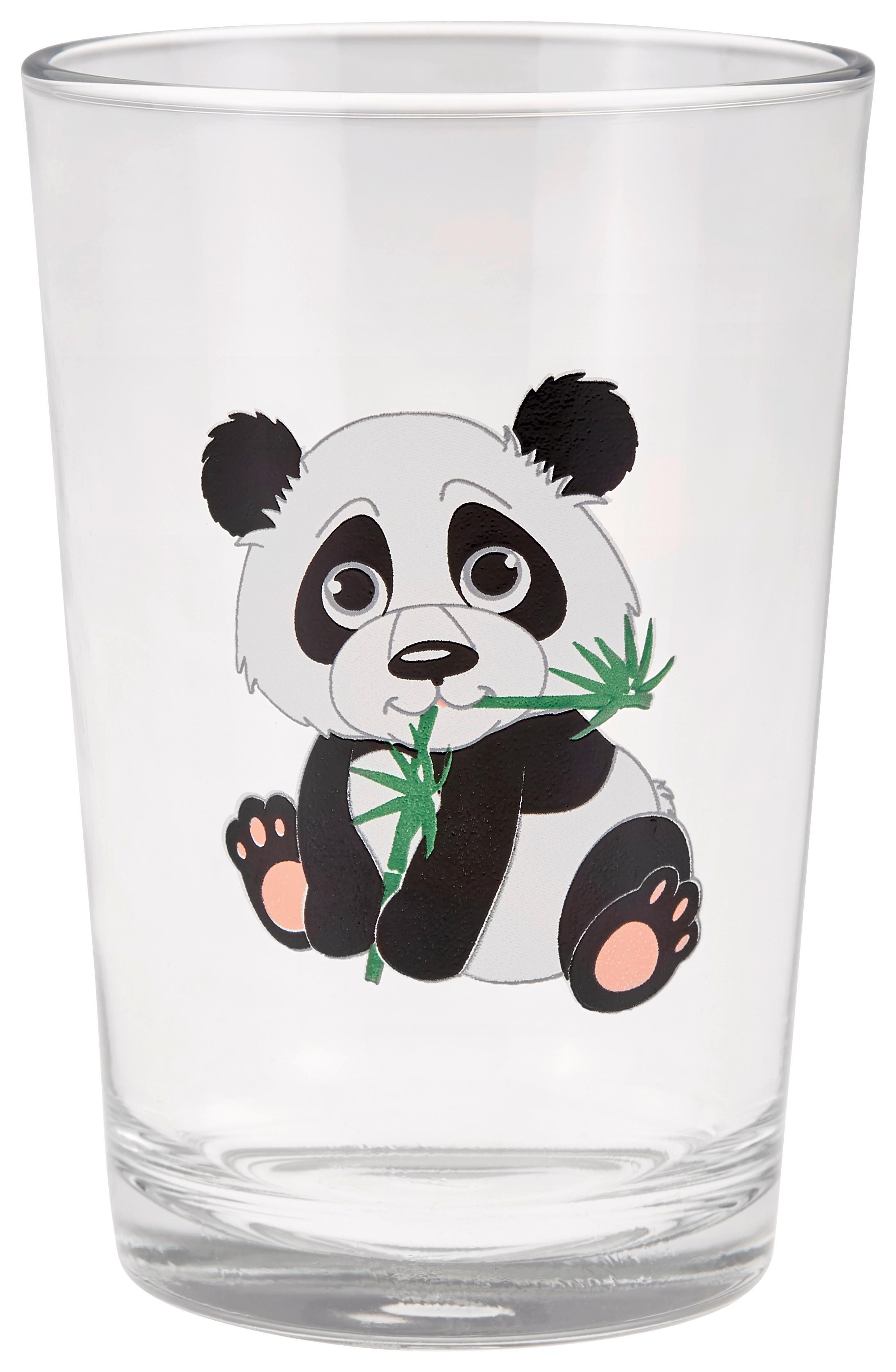 Trinkglas mit Panda Yang Yang ca. 205 ml - Klar/Schwarz, MODERN, Glas (6,8/9,9cm) - Luca Bessoni