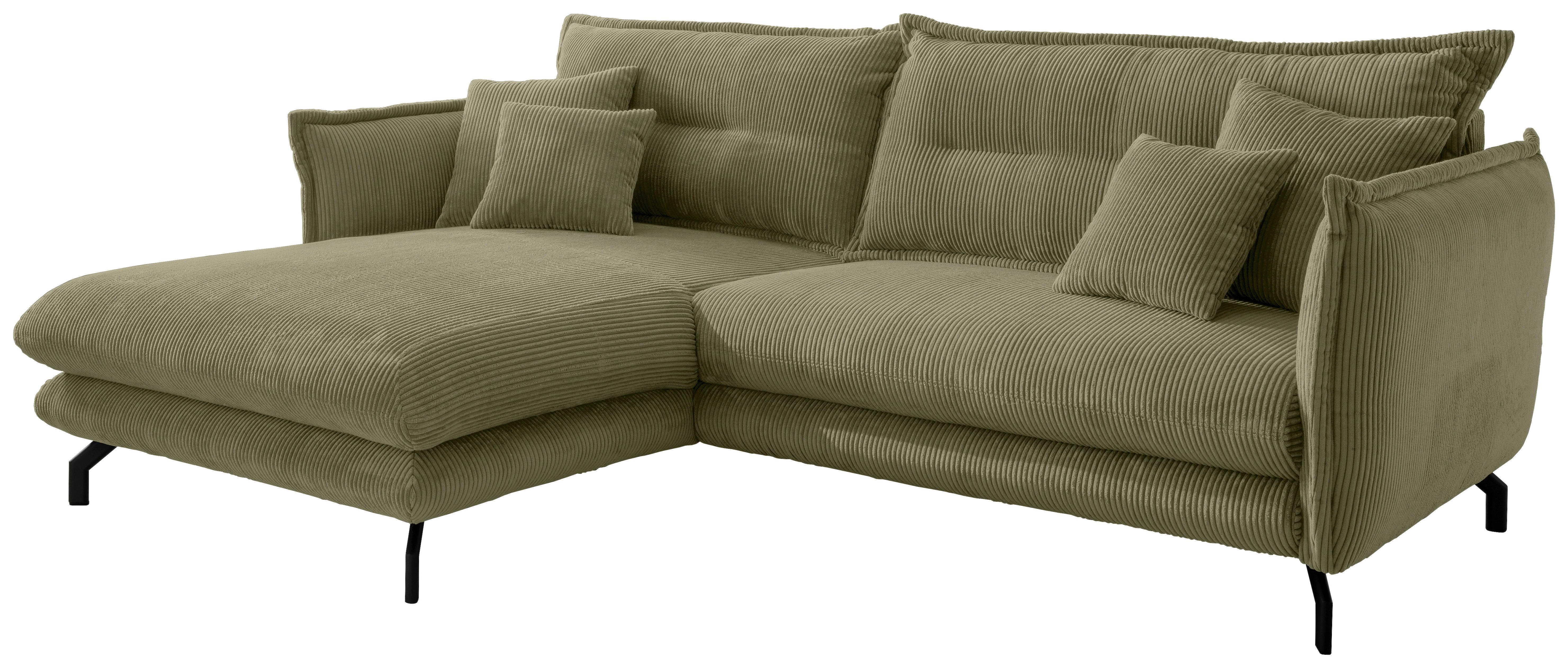 Ecksofa Lava Olivgrün S: 180x255cm - Schwarz/Olivgrün, MODERN, Textil (180/255cm) - Livetastic