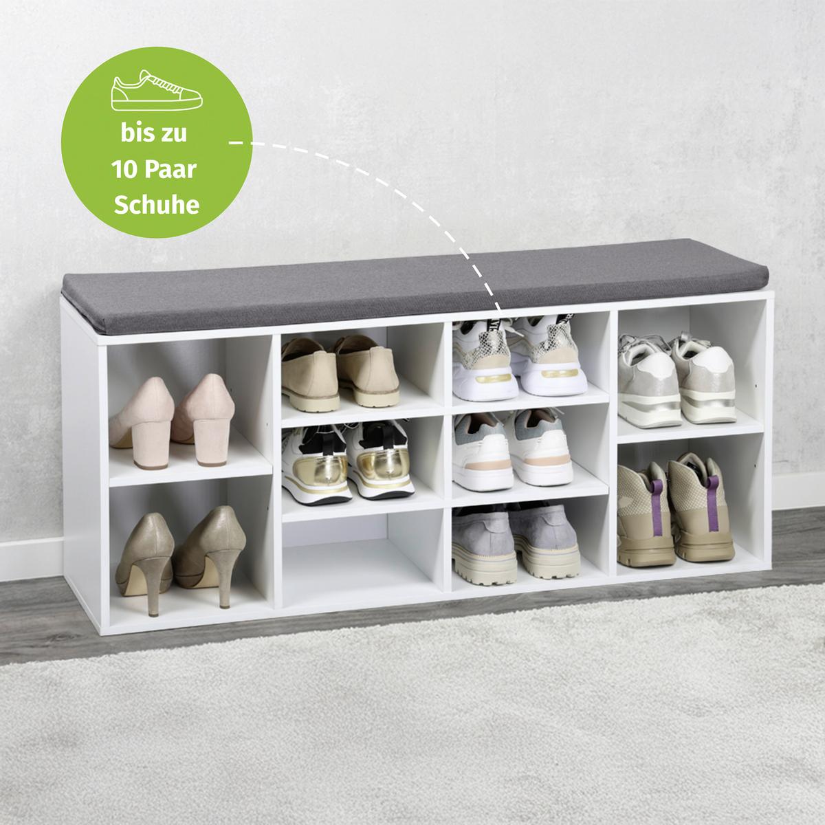 SCHUHREGAL Grau/Weiß B: 103,5 cm - Weiß/Grau, Design, Holzwerkstoff/Textil (103.5/48/29.5cm) - Kesper