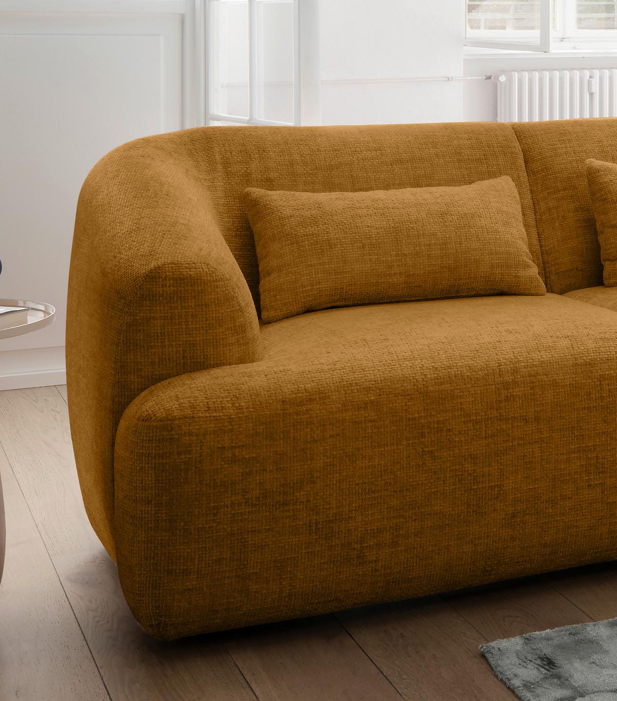 Ecksofa Caponi Goldfarben S: 256x160 Cm - Goldfarben/Schwarz, MODERN, Textil (256/160cm) - Livetastic