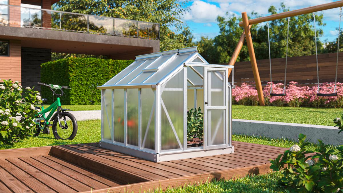 Mini-Gewächshaus Merlin Alufarben Metall H: 73,7 cm - Alufarben, Basics, Metall (87,2/73,7/120cm)