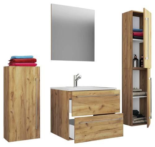 Badezimmer Badinos B: 126 cm Honigeiche B: 126 cm - Honigeiche/Weiß, MODERN, Keramik/Holzwerkstoff (126cm) - MID.YOU