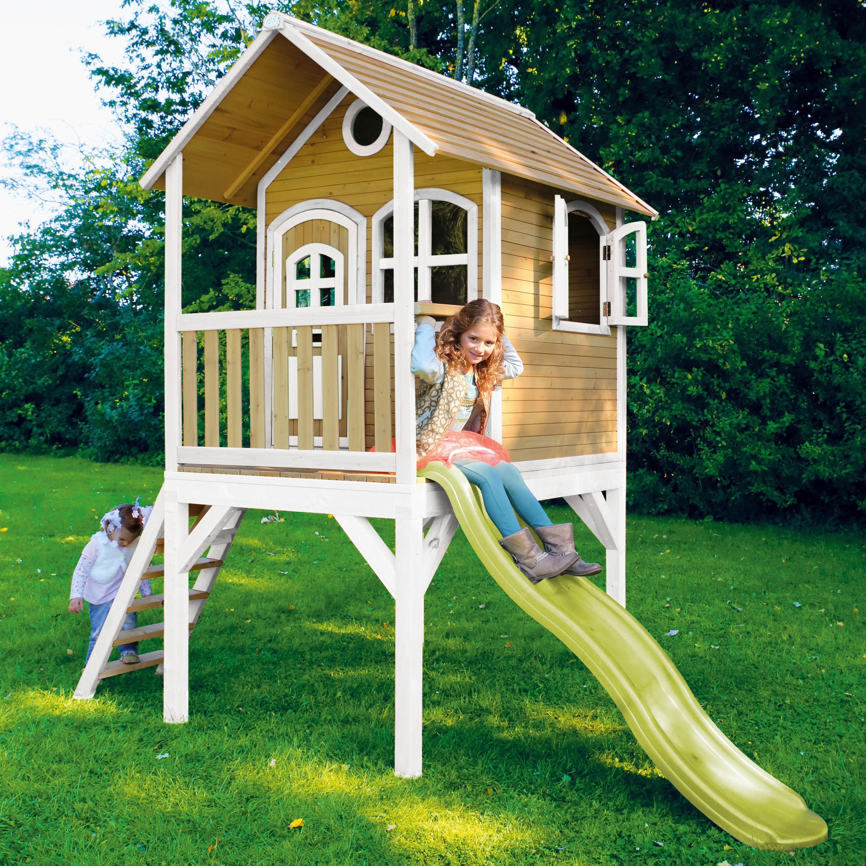 Spielhaus A030.037.11 - Hellgrün/Braun, KONVENTIONELL, Holz (318/272/191cm) - Ambia Garden