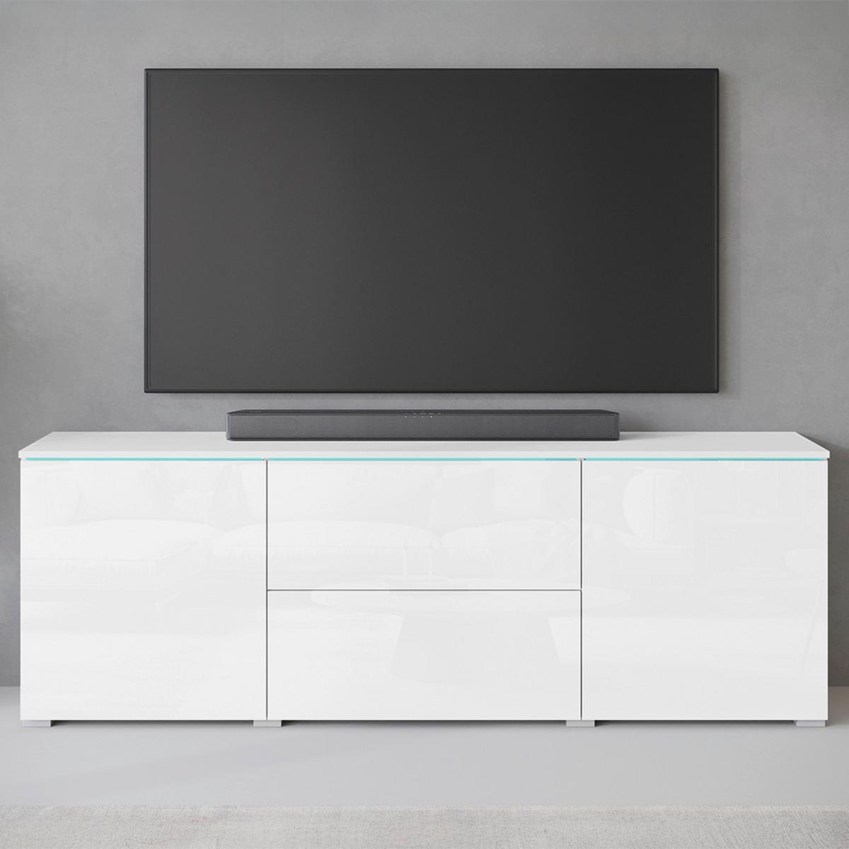 NÍZKÁ KOMODA VERA 181 - bílá/šedá, Trend, kompozitní dřevo/plast (180/61,8/34,5cm) - P & B