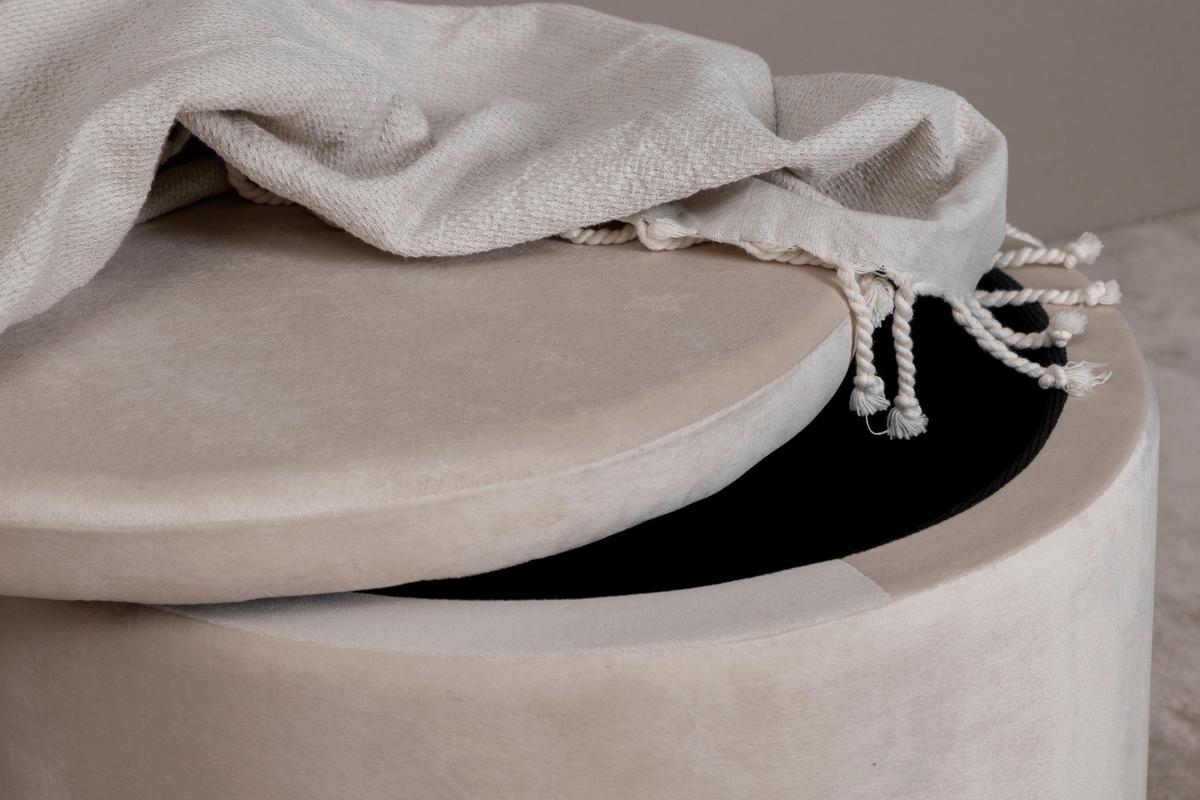 Pouf Dunken - Beige, Design, Kunststoff/Textil (51/43/51cm) - Livetastic