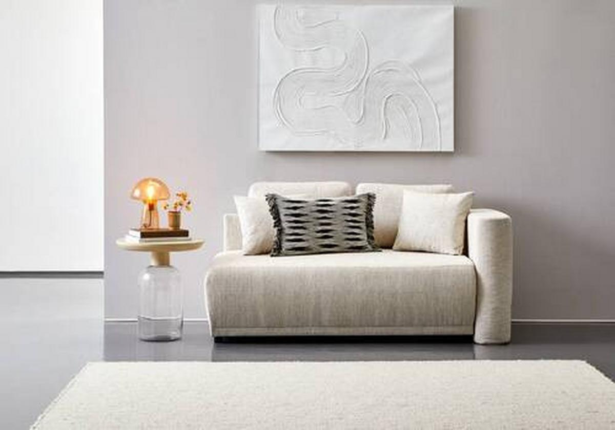 Recamiere Nello Sandfarben mit Schlaffunktion - Sandfarben/Schwarz, KONVENTIONELL, Textil (171/73/93cm) - MID.YOU