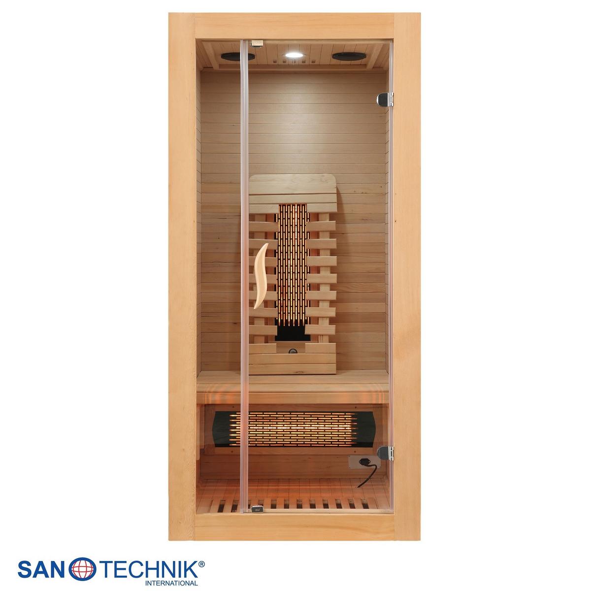 Infrarotkabine ergonomische Rückenlehnen - Naturfarben, Basics, Glas/Holz (90/190/90cm) - Sanotechnik