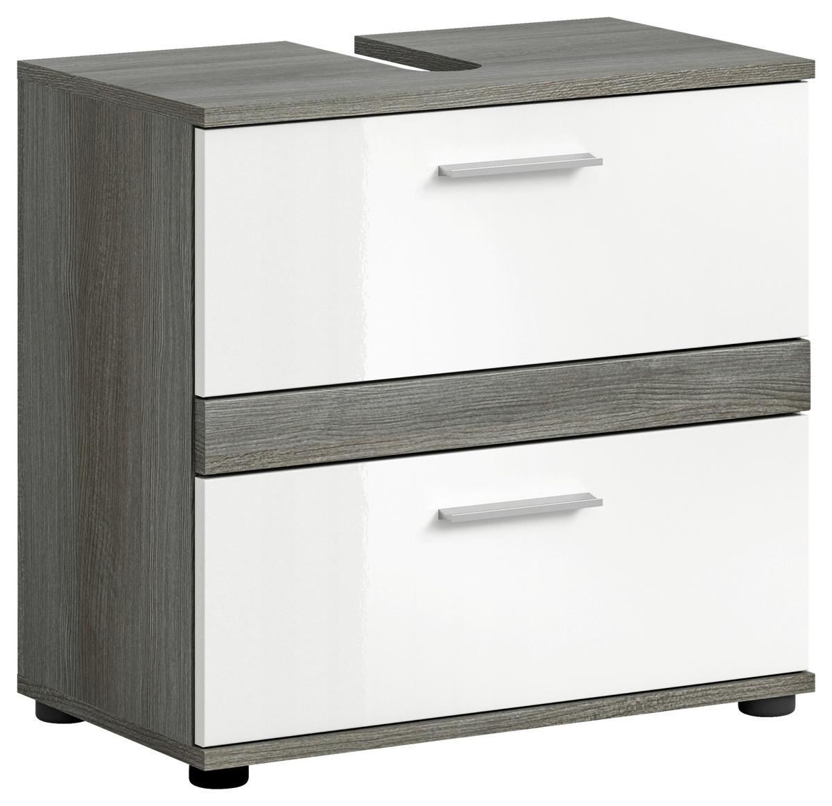 Badezimmer Blake Weiß Hg B: 140 cm - Weiß Hochglanz/Schwarz, MODERN, Glas/Holzwerkstoff (140cm) - MID.YOU