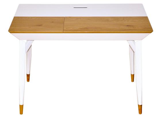 Schreibtisch mit Stauraum B 105cm H76cm Bartani Weiß/Eiche - Eichefarben/Weiß, Basics, Holzwerkstoff/Metall (105/76/55cm) - Livetastic Schreibtisch mit Stauraum B 105cm H76cm Bartani Weiß/Eiche - Eichefarben/Weiß, Basics, Holzwerkstoff/Metall (105/76/55cm) - Livetastic