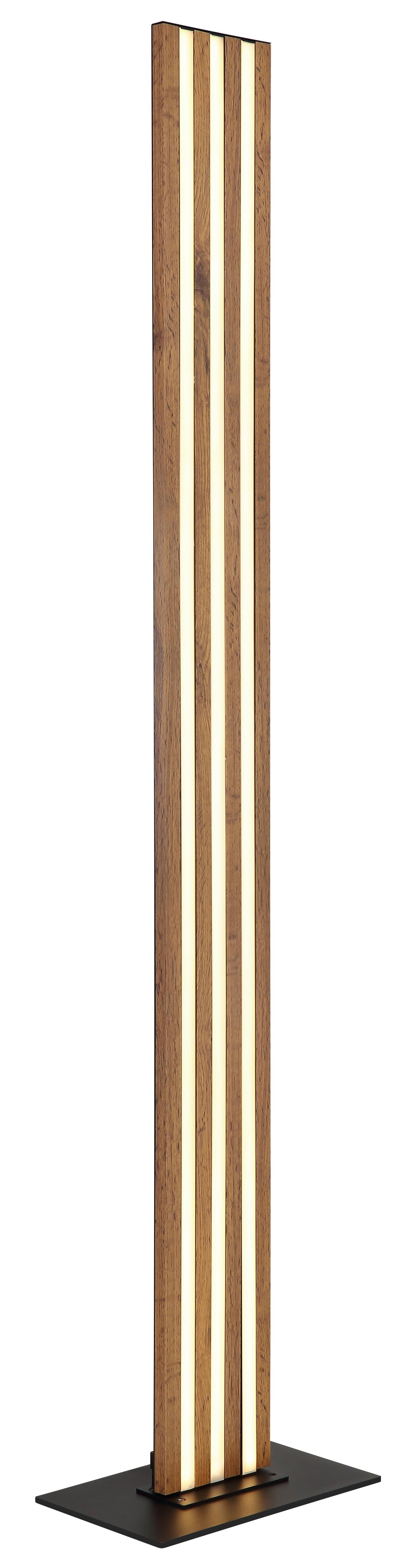 Stehleuchte matt 230V, ca. 30x18x140 cm - Dunkelbraun/Opal, Design, Holzwerkstoff/Kunststoff (30/18/140cm) - Globo