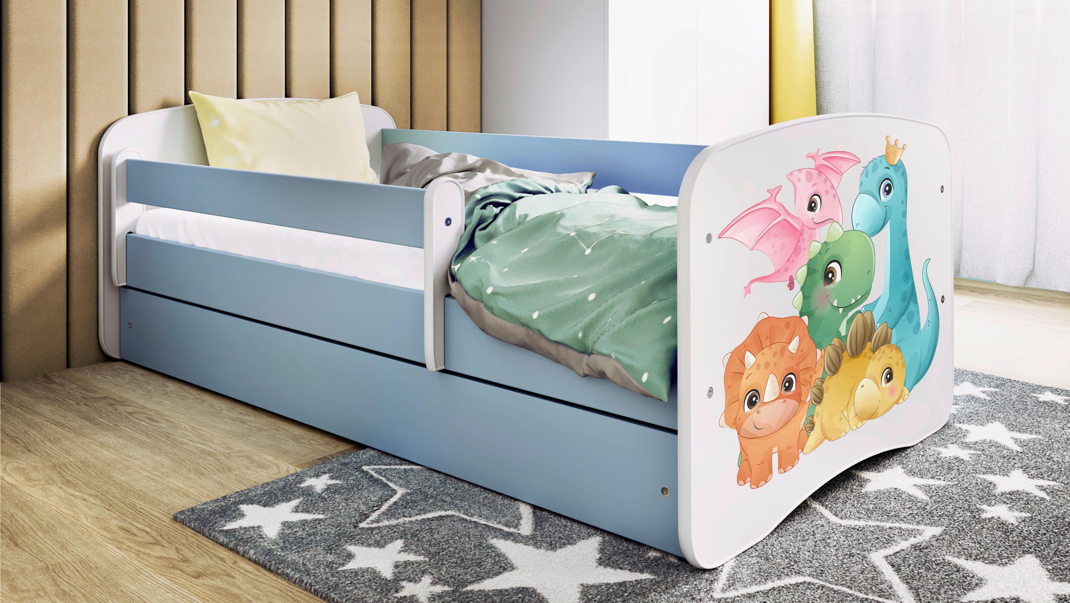 Kinder-/Juniorbett Babydreams Inkl. Matratze 80x160 - Blau/Birkefarben, MODERN, Holz/Holzwerkstoff (80/160cm) - MID.YOU