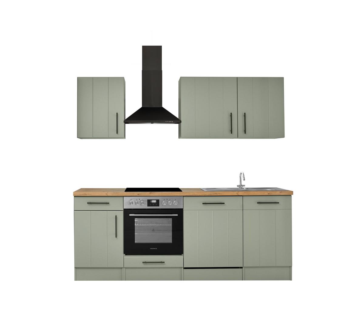 Küchenblock Anton Wildeiche/Schilfgrün B: 220cm - Schilfgrün/Wildeiche, Trend, Holzwerkstoff (220cm) - Respekta