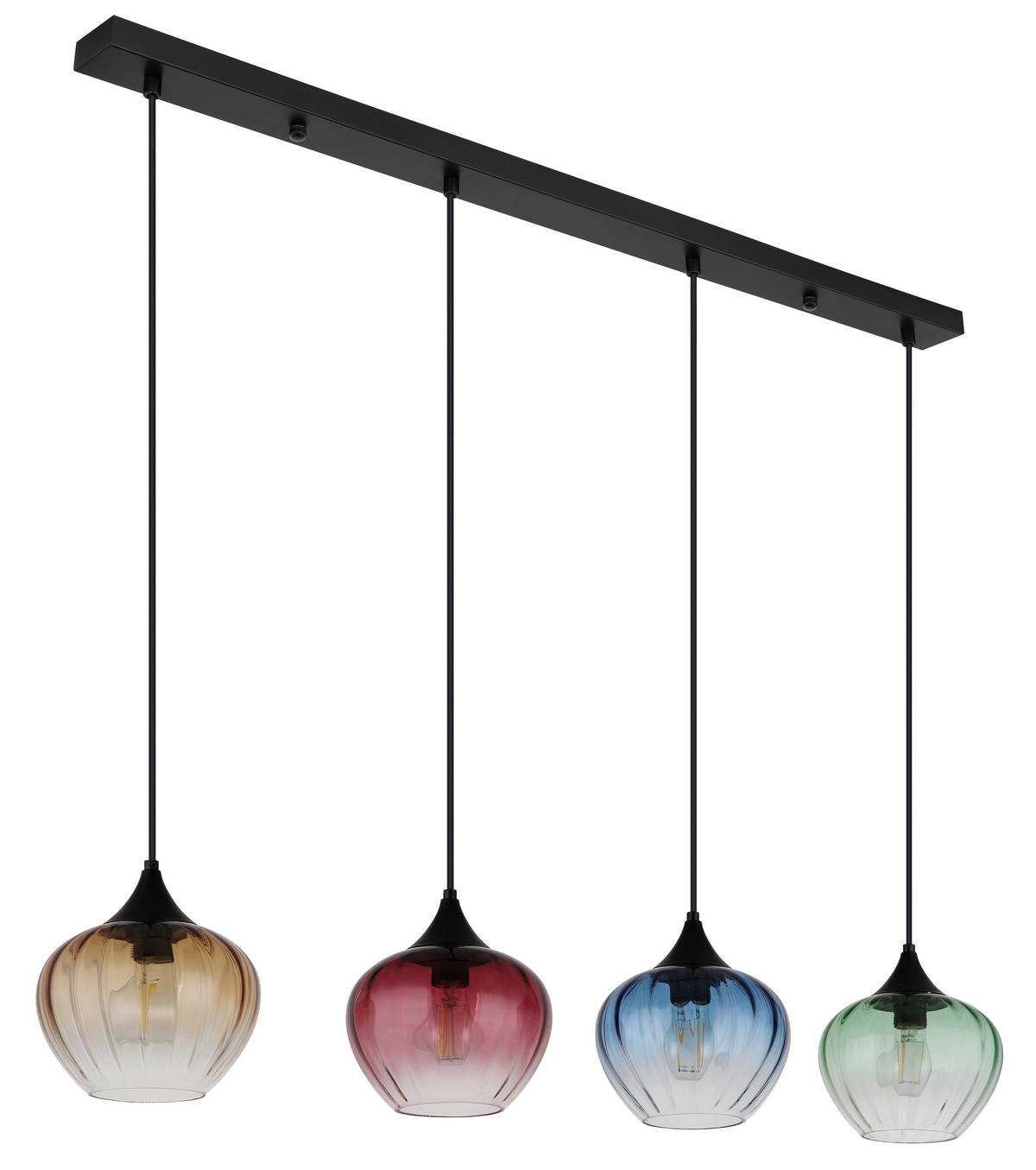 HÄNGELEUCHTE 15748-4H SANDER - Klar/Schwarz, Basics, Glas/Textil (111/18/120cm) - Globo