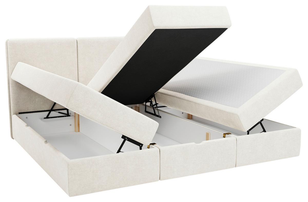 Familienbett Domino Combo Mit 3 Bettkasten, Creme 270x200 - Creme/Schwarz, MODERN, Holz/Holzwerkstoff (270/200cm) - MID.YOU