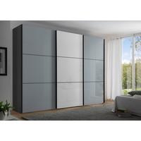 Schwebetürenschrank Glasfront 280 cm Includo, Hellgrau/Weiß - Dunkelgrau/Hellgrau, MODERN, Glas/Holzwerkstoff (280/222/68cm)