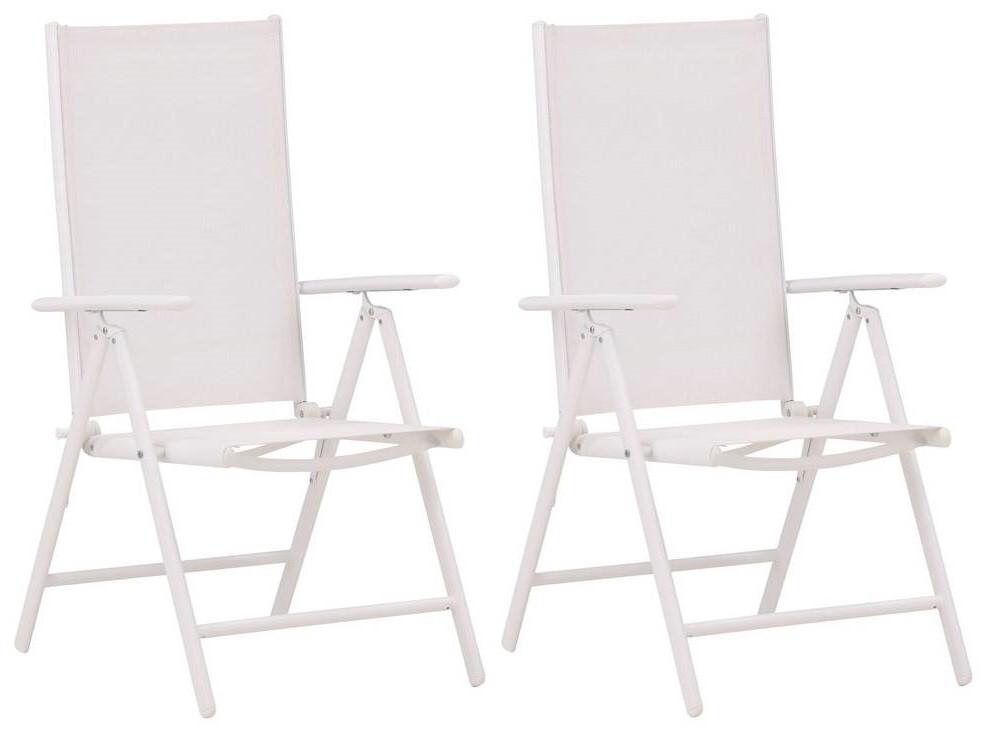 Gartenstuhl-set Klappbar Break Aluminium, Textil - Weiß, KONVENTIONELL, Textil/Metall (55/107,5/62cm) - Gardenson