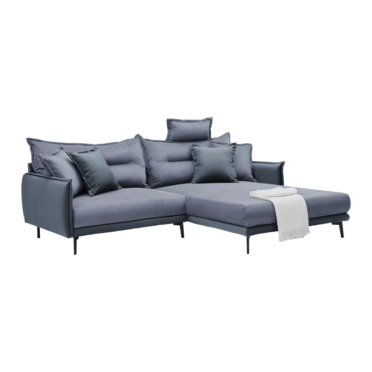 Rohová sedačka NUOVO, oboustranná, modrošedá - černá/modrošedá, Moderní, kov/textil (245/190cm) - Mömax