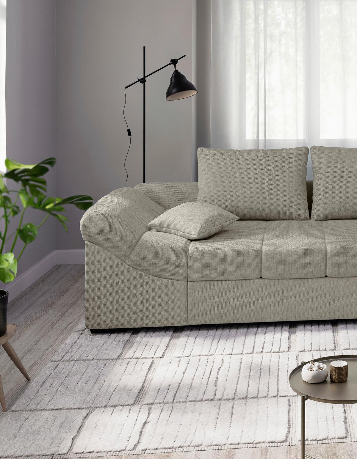 Eckschlafsofa Alvito Beige S: 298x202 Cm - Beige/Schwarz, MODERN, Textil (298/202cm) - MID.YOU