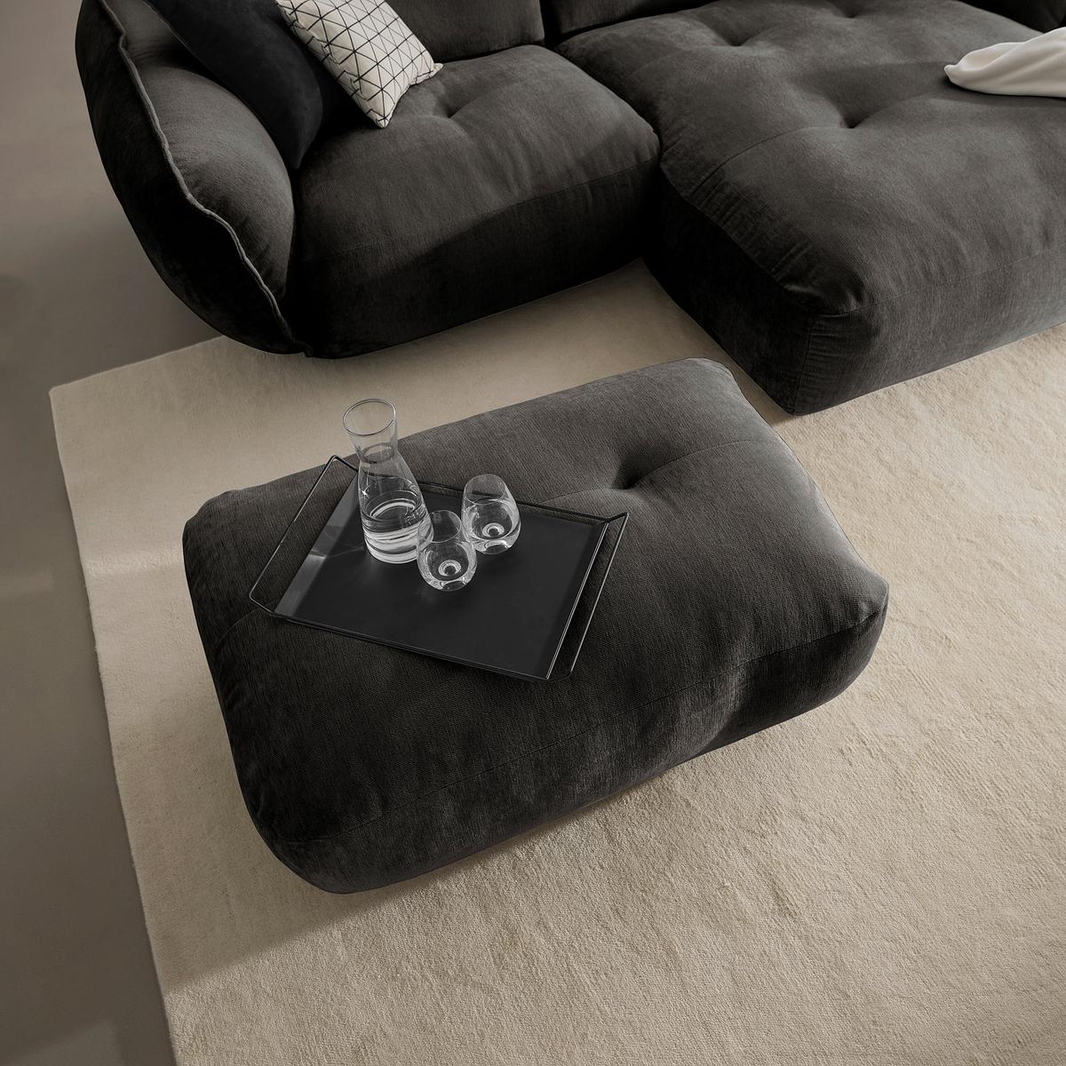 Hocker Be Fluffy - Anthrazit/Schwarz, MODERN, Textil (112/46/65cm) - Trendmanufaktur