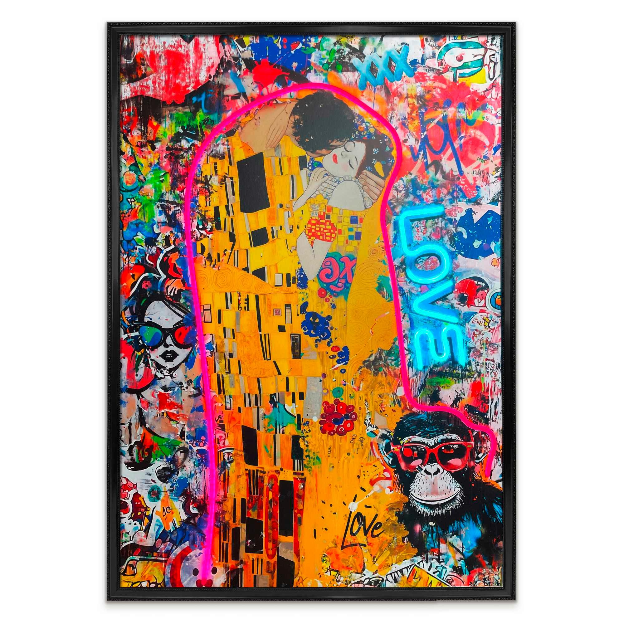 Bild Neon Black Modern Kiss - Multicolor/Schwarz, Basics, Holzwerkstoff/Kunststoff (70/100/3,5cm)