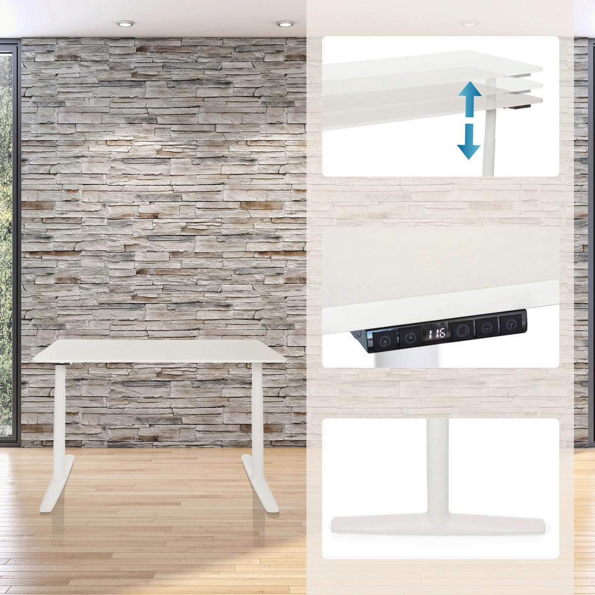 Schreibtisch Weiß B: 140 cm - Weiß, MODERN, Holzwerkstoff/Metall (140/70/71 - 116cm) - MID.YOU