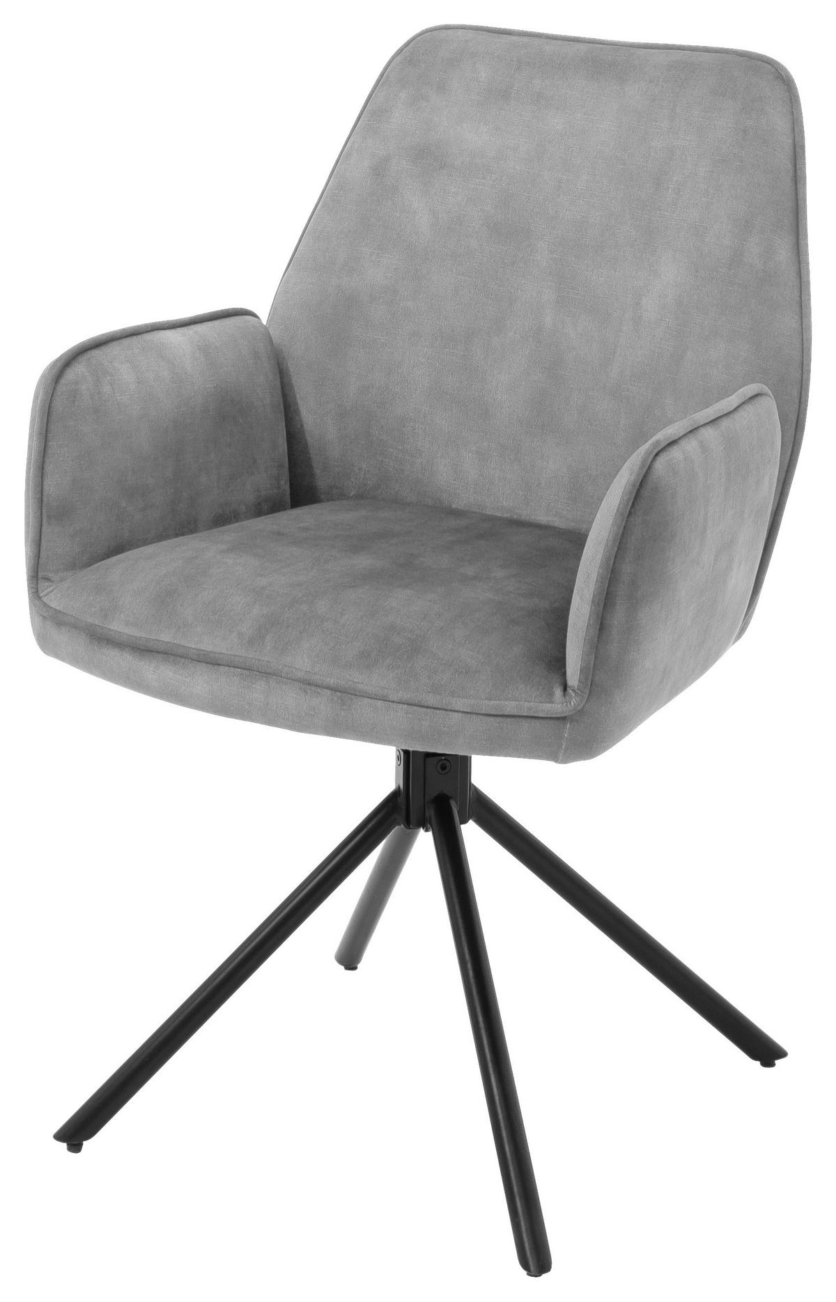 ŽIDLE S PODRUČKAMI OTTAWA - šedá/černá, Moderní, kov/textil (60/89/64cm) - Premium Living