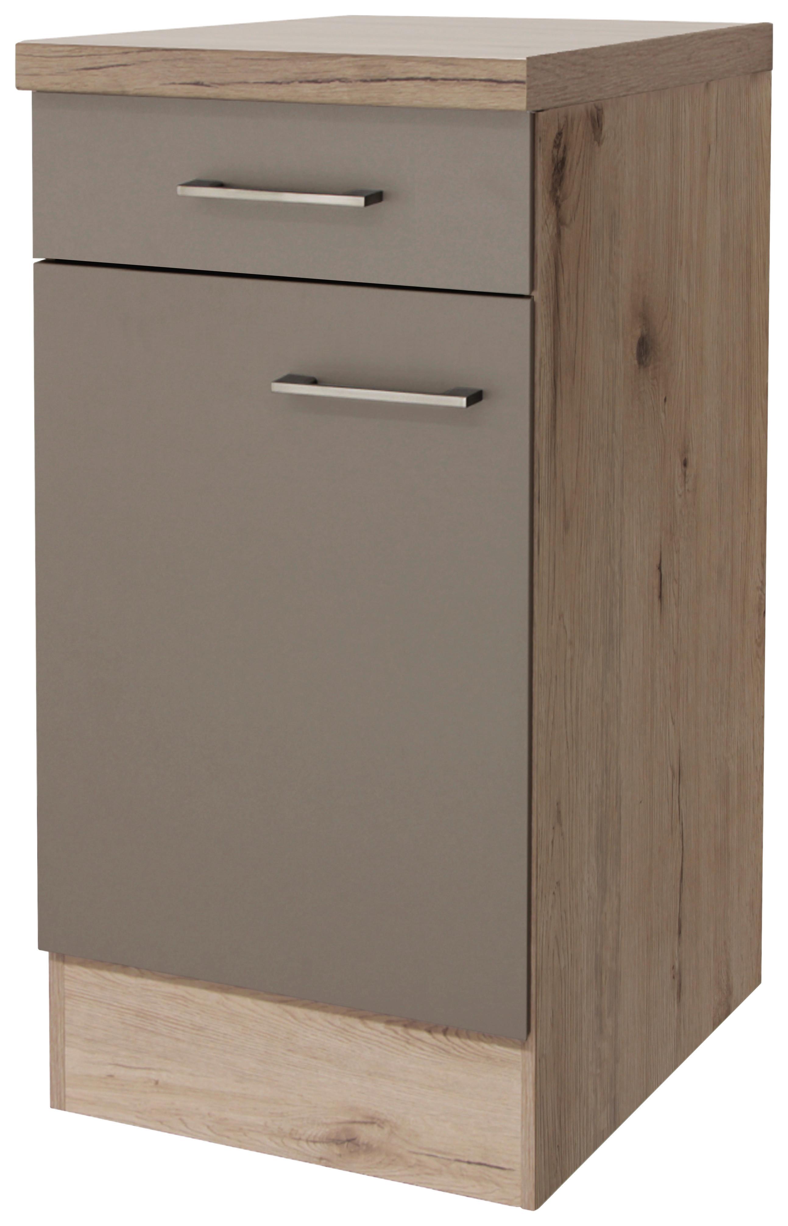 Kuchyňská spodní skříňka Riva US40 - dub San Remo/šampaňská, Moderní, kov/kompozitní dřevo (40/86/57cm)