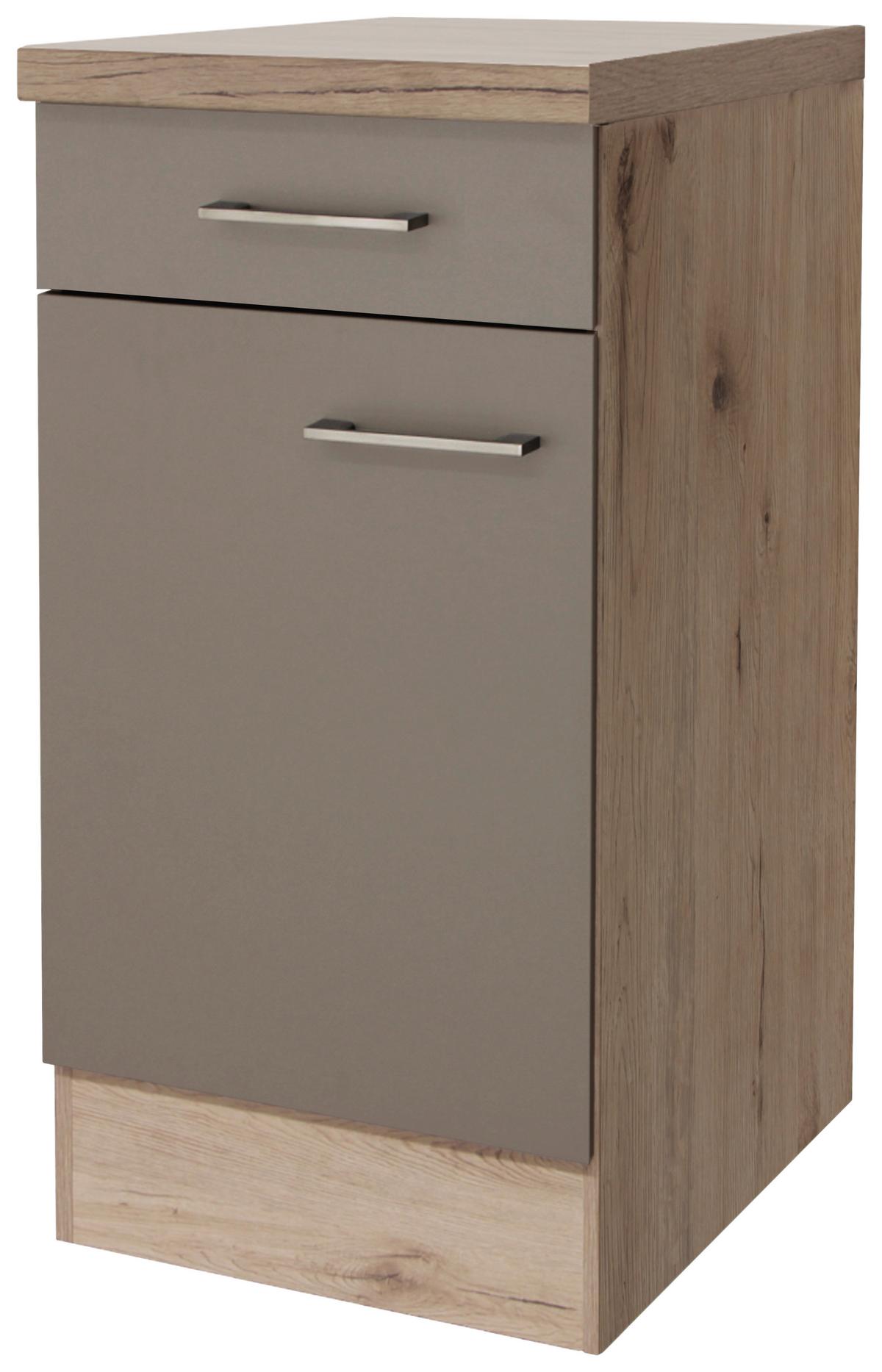 Kuchyňská spodní skříňka Riva US40 - dub San Remo/šampaňská, Moderní, kov/kompozitní dřevo (40/86/57cm)