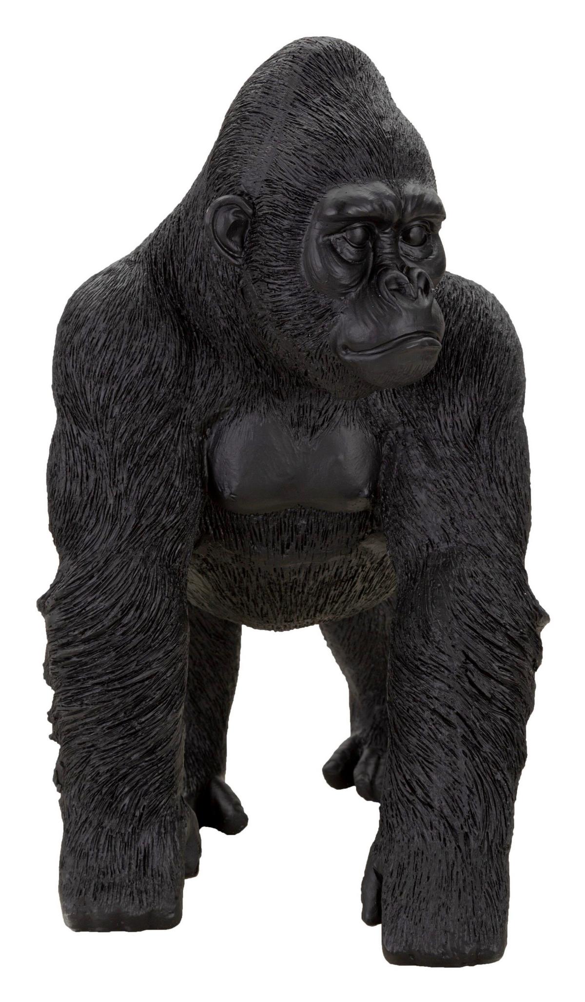 Skulptur Black Gorilla Schwarz, B: 35 cm - Schwarz, Basics, Kunststoff (35/37,5/21,5cm)