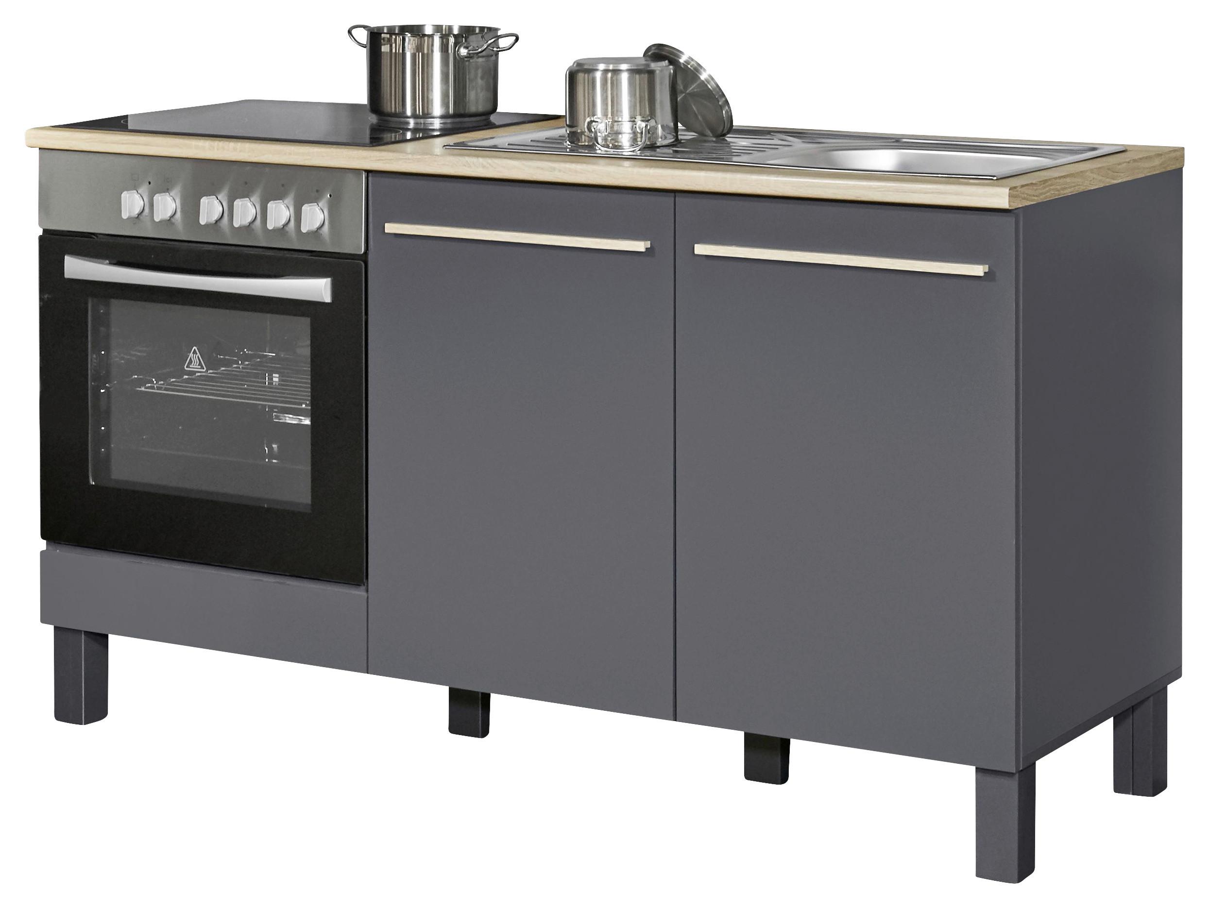Kuchynský blok BILBERRY bez spotrebičov, šírka 160 cm - antracitová/dub sonoma, Design, kompozitné drevo (160cm) - Carryhome
