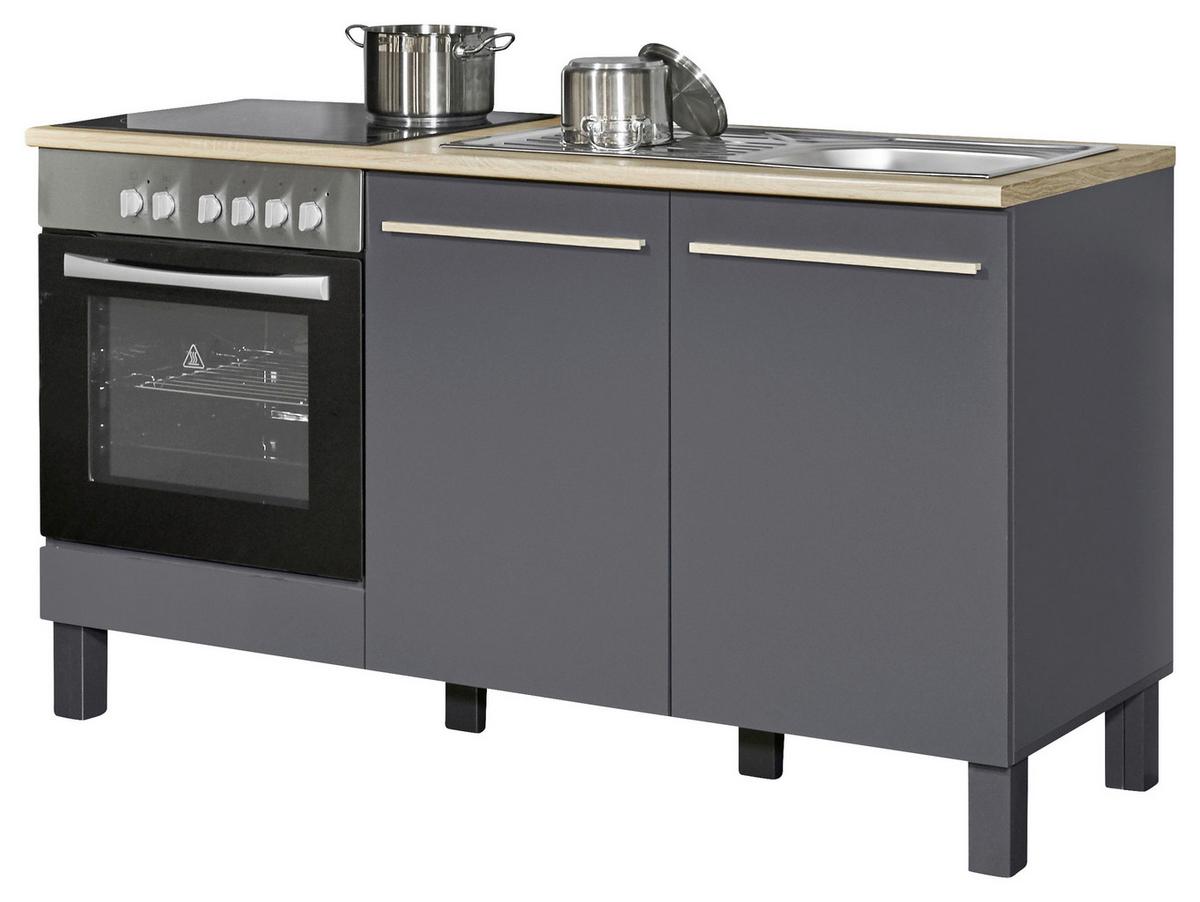 Kuchynský blok BILBERRY bez spotrebičov, šírka 160 cm - antracitová/dub sonoma, Design, kompozitné drevo (160cm) - Carryhome