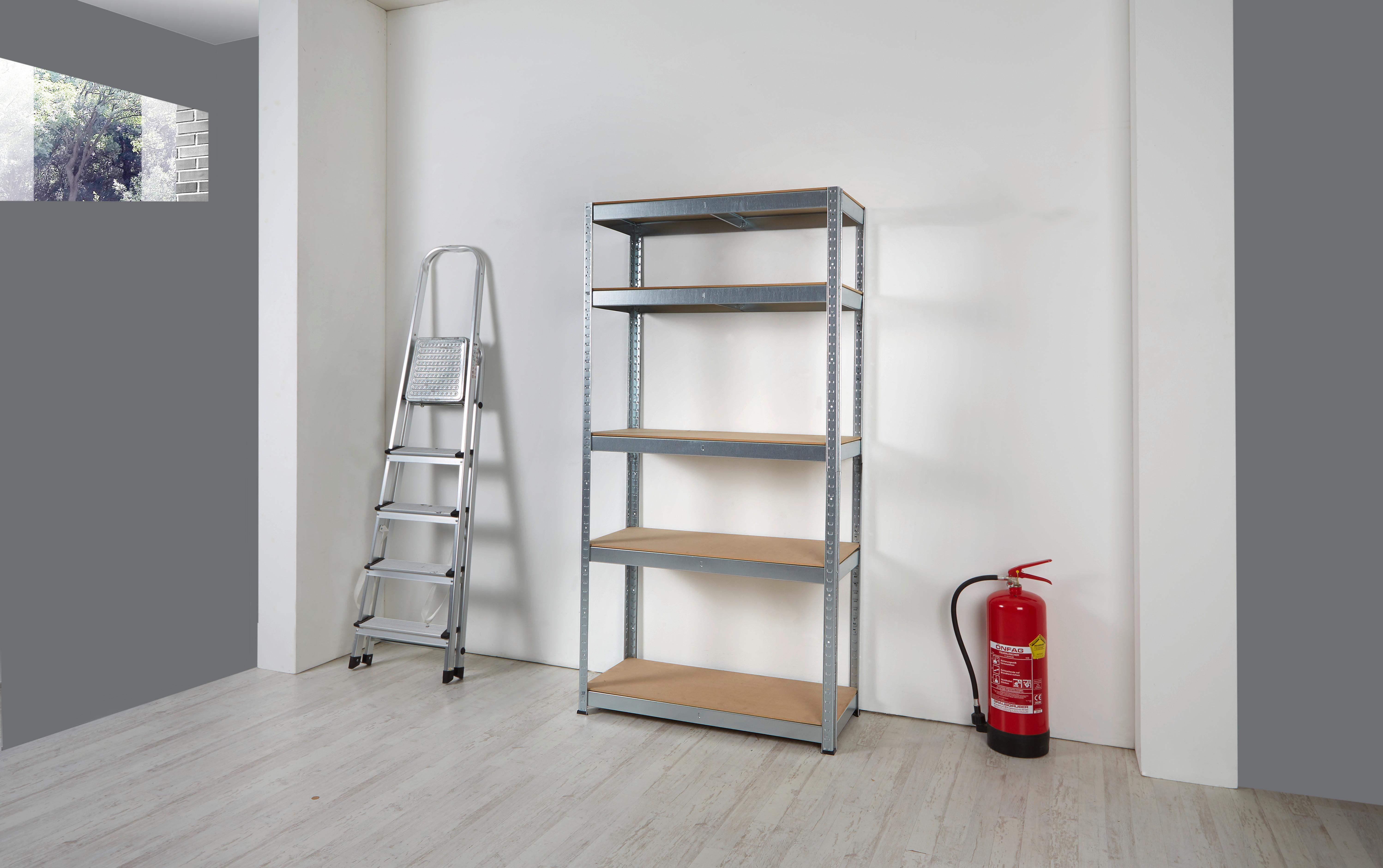 Schwerlastregal Jens ca. 90/180/40cm - Silberfarben/Naturfarben, Holz/Metall (90/40/180cm) - Homezone
