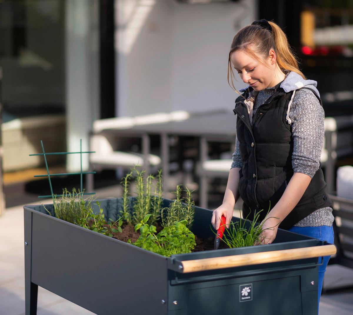 Hochbeet Stahl Swivel mit Ablagen 60/80/120 cm - Anthrazit, Basics, Metall (60/80/120cm)