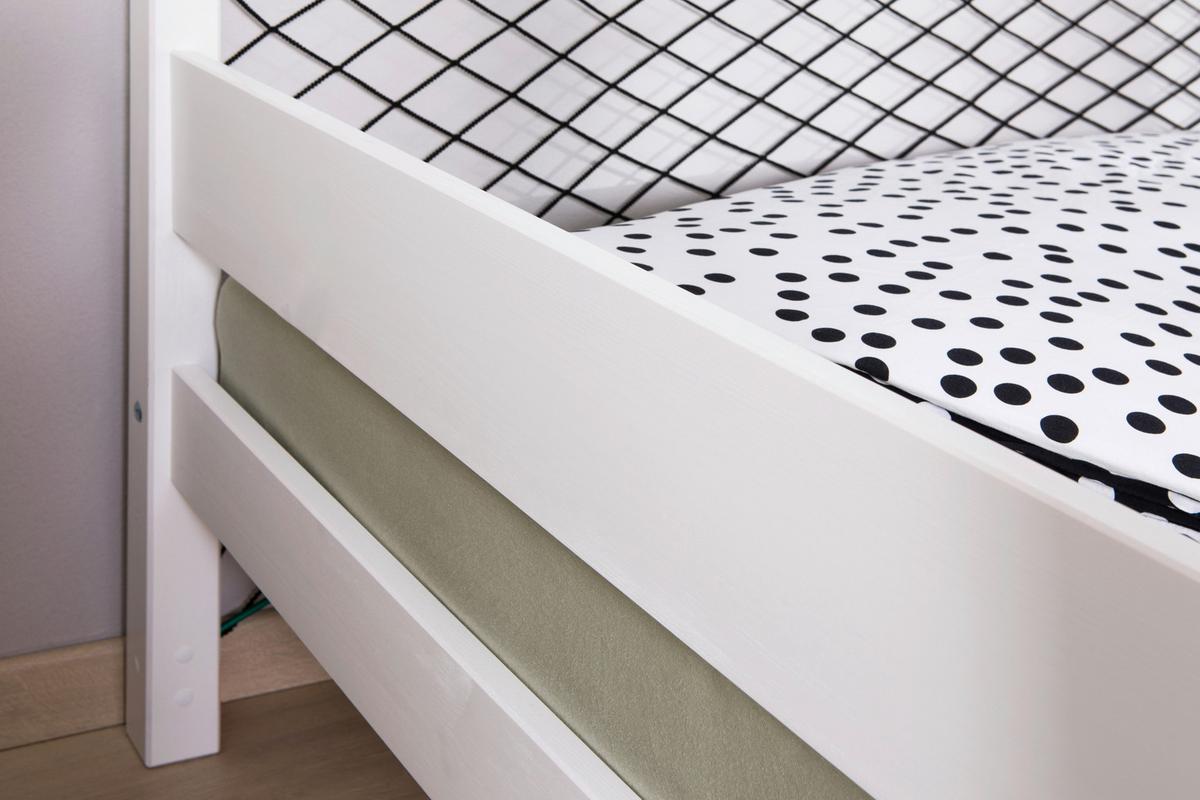 Bodenbett mit Matratze 90x200 cm Weiß - Weiß/Naturfarben, MODERN, Holz/Textil (90/200cm) - MID.YOU