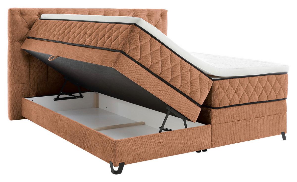 Boxspringbett mit Topper & Bettkasten 180x200 Carmen A - Türkis/Braun, KONVENTIONELL, Holz/Holzwerkstoff (180/200cm) - James Wood