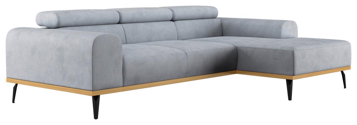 Ecksofa Hellgrau Mit Sitzvorzug S: 244x157 Cm - Hellgrau/Schwarz, KONVENTIONELL, Textil (244/157cm) - Cotta