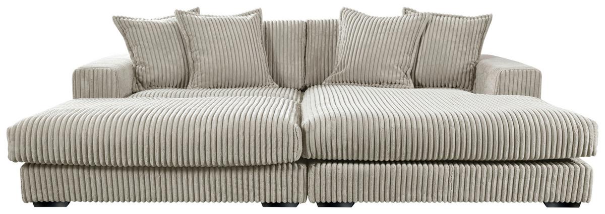 Ecksofa Funny Links Mit Hocker Hellgrau, Schenkel: 195x285 Cm - Hellgrau/Schwarz, Basics, Textil (195/285cm) - Livetastic
