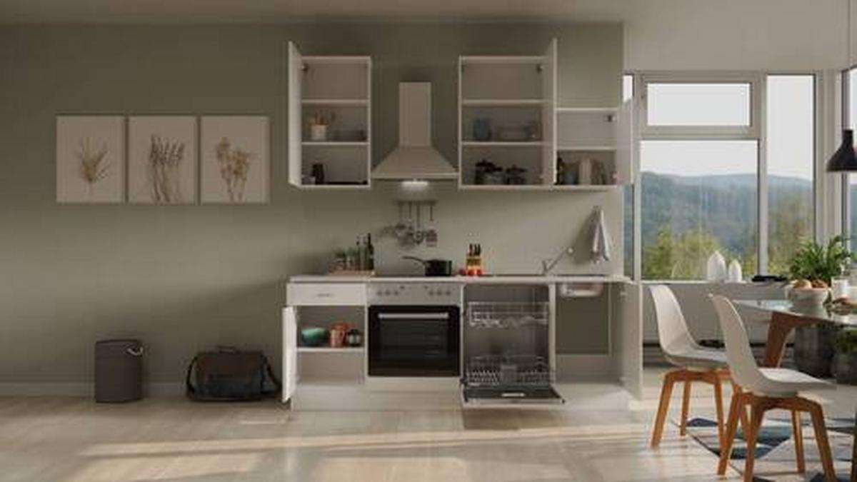 Küchenblock Wito G-220-1701-016 - Hellgrau/Weiß, MODERN, Holzwerkstoff (220cm) - FlexWell