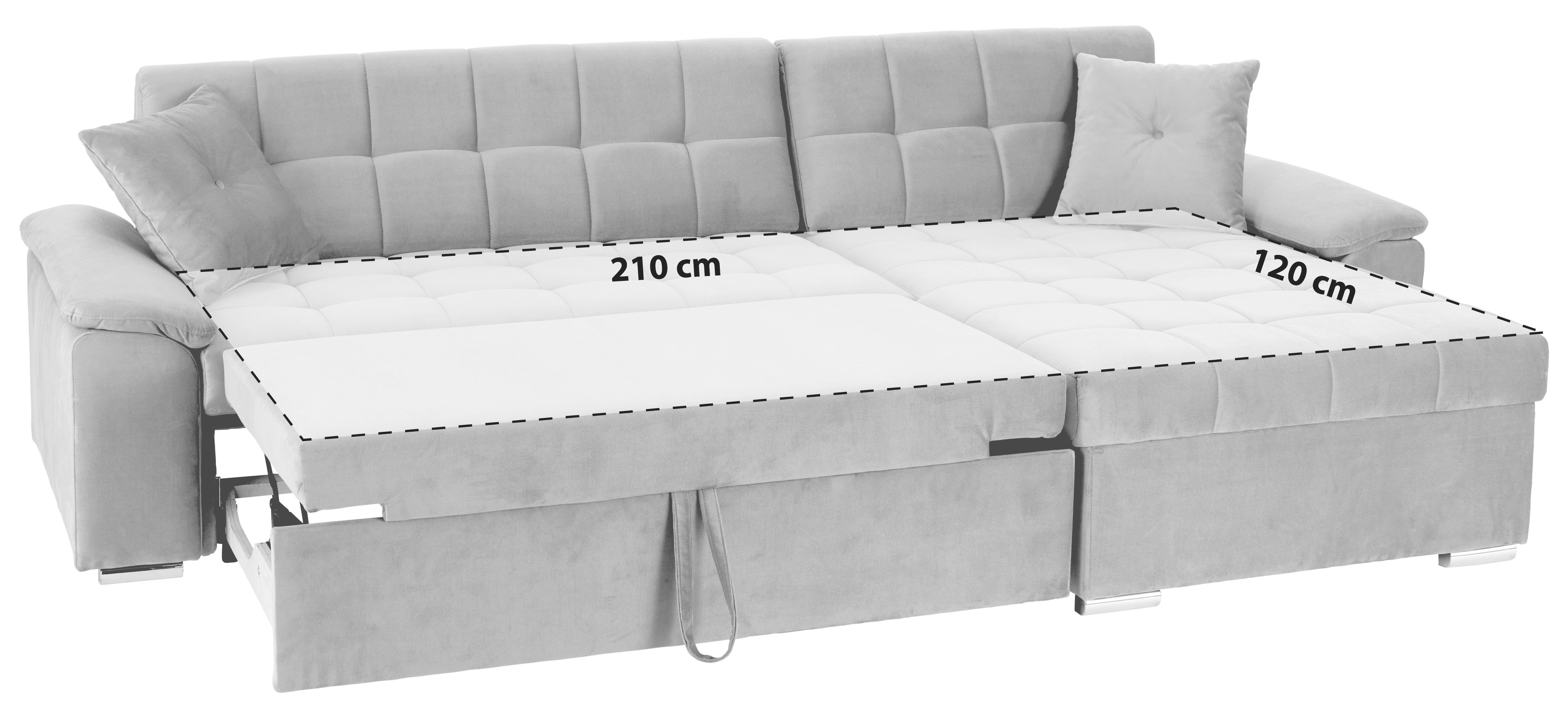 Ecksofa mit Schlaffunktion und Bettkasten Grau - Grau, Basics, Textil (263/169cm) - Livetastic