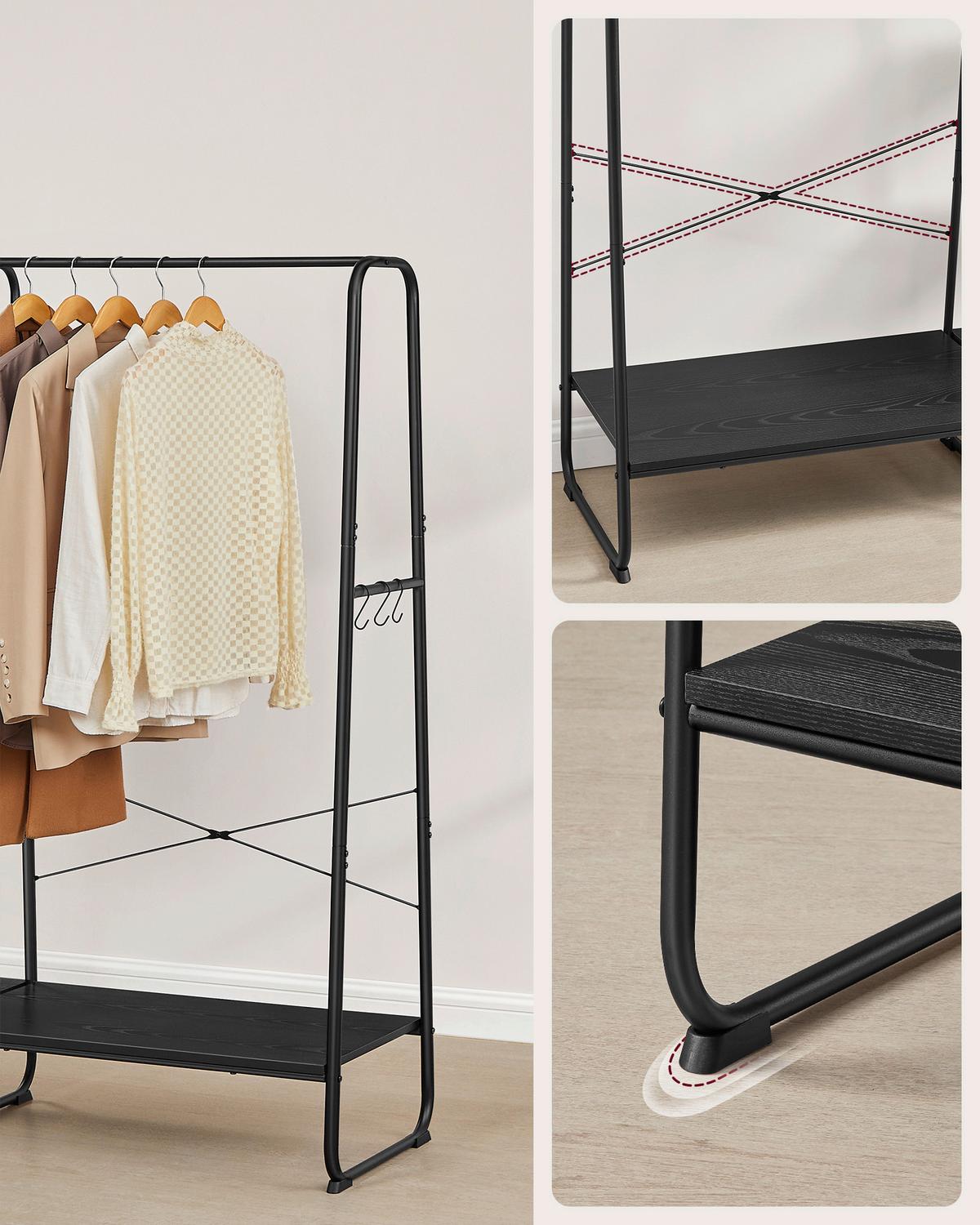 Kleiderschrank Schwarz B: 120cm - Schwarz, Basics, Holzwerkstoff/Metall (120/160/45cm)