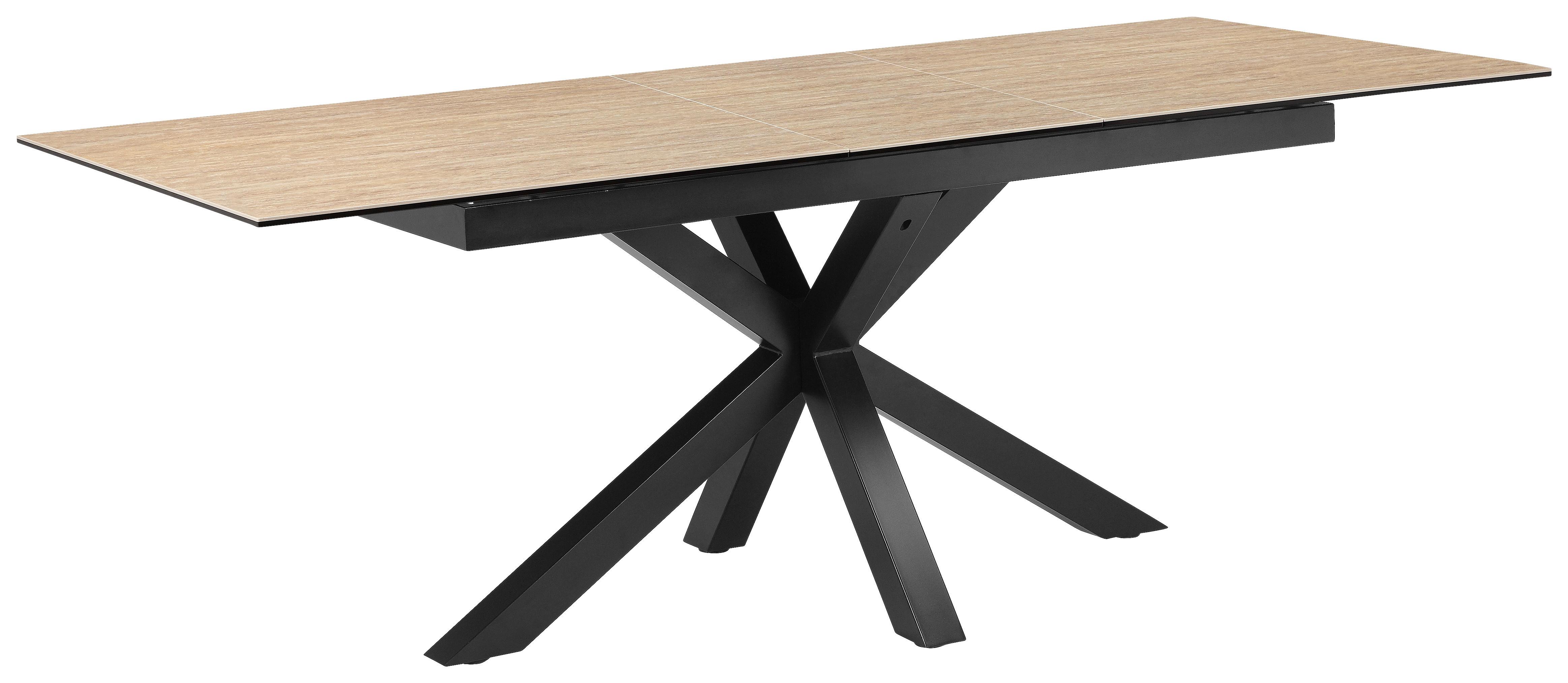 Esstisch Lotus Schwarz/Beige L: 168-210 cm - Beige/Schwarz, MODERN, Glas/Keramik (168-210/90/76cm) - MID.YOU