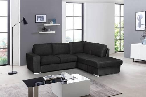 Ecksofa mit Schlaffunktion Eddi Anthrazit - Chromfarben/Anthrazit, KONVENTIONELL, Textil (248/213cm) - MID.YOU